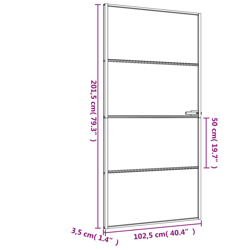 vidaXL Εσωτερική Πόρτα Μαύρη 102,5x201,5 εκ. Ψημένο Γυαλί & Αλουμίνιο