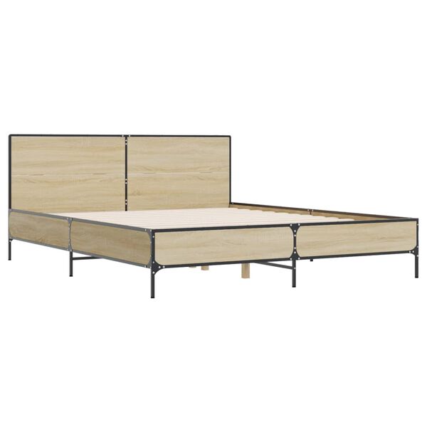 vidaXL Πλαίσιο Κρεβατιού Sonoma Δρυς 120x190 εκ. Επεξ. Ξύλο & Μέταλλο