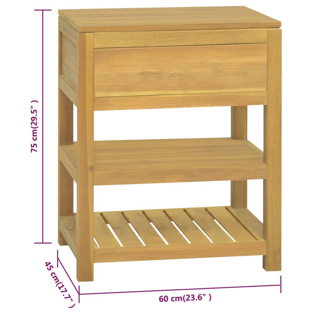 vidaXL Έπιπλο Μπάνιου 60 x 45 x 75 εκ. από Μασίφ Ξύλο Teak