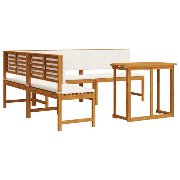 vidaXL Σετ Παγκάκι Κήπου 4 pcs Καφέ Μασίφ ξύλο ακακίας
