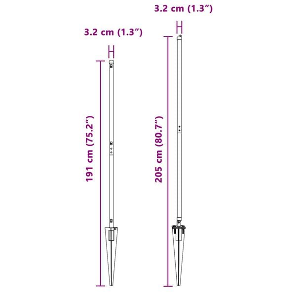 vidaXL Σετ Στηριγμάτων Φράχτη με Ακίδα 7 pcs Πράσινο Ø32mm 160 εκ.