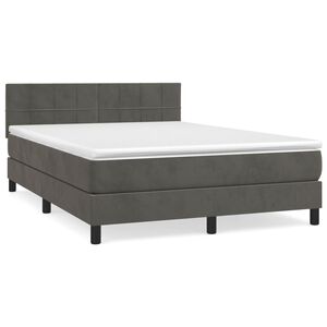 vidaXL Κρεβάτι Boxspring με Στρώμα Σκούρο Γκρι 140x200 εκ. Βελούδινο