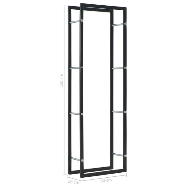 vidaXL Ράφι Καυσόξυλων Μαύρο 50 x 20 x 150 εκ. Ατσάλινο