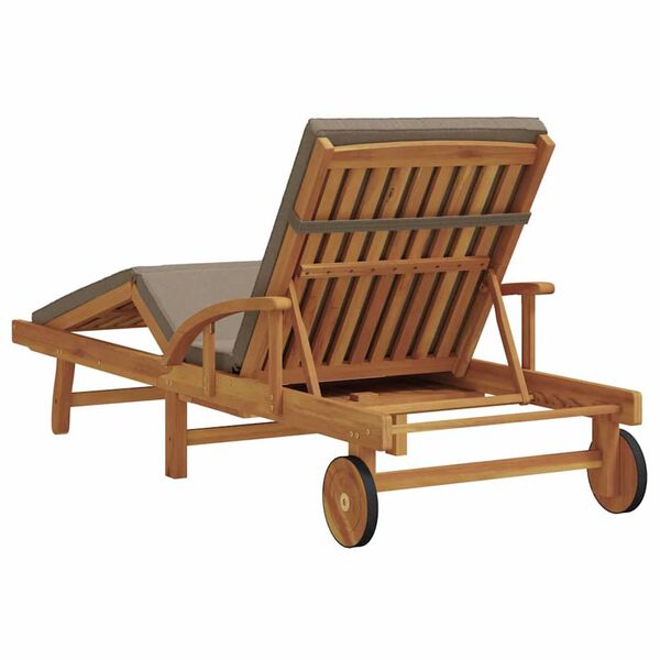 vidaXL Ξαπλώστρα με μαξιλάρι Taupe 200 x 67 x 84εκ Μασίφ ξύλο ακακίας