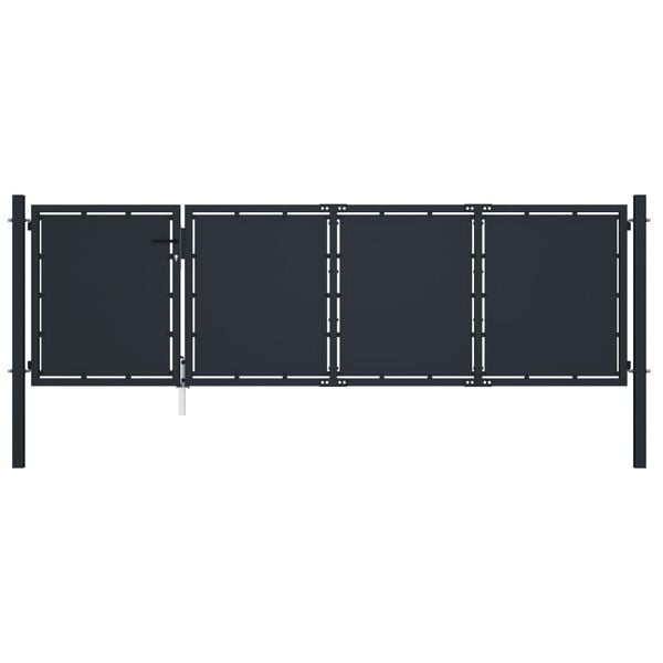 vidaXL Πόρτα Περίφραξης Κήπου Ανθρακί 350 x 75 εκ. Ατσάλινη