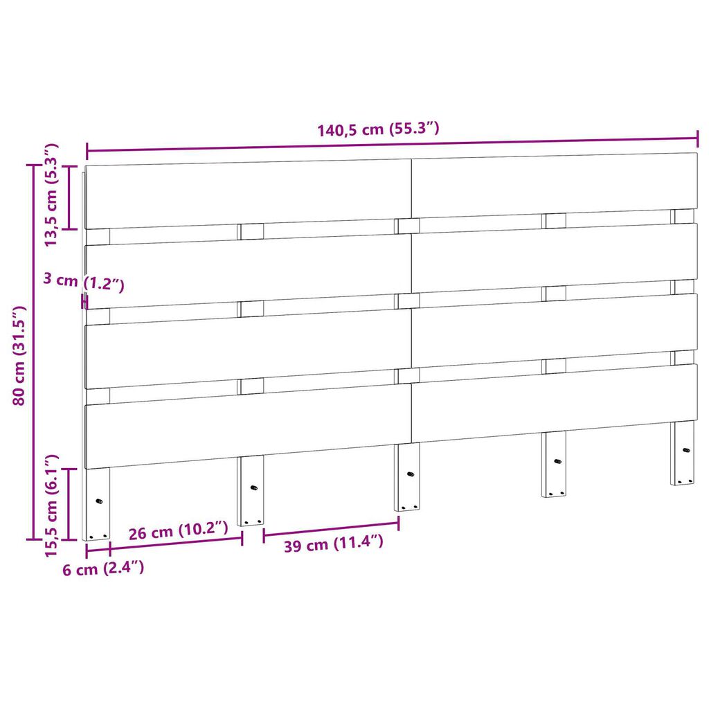 vidaXL Κεφαλός Βερνικωμένος Καφέ 140 cm από Στερεό Ξύλο Πεύκου