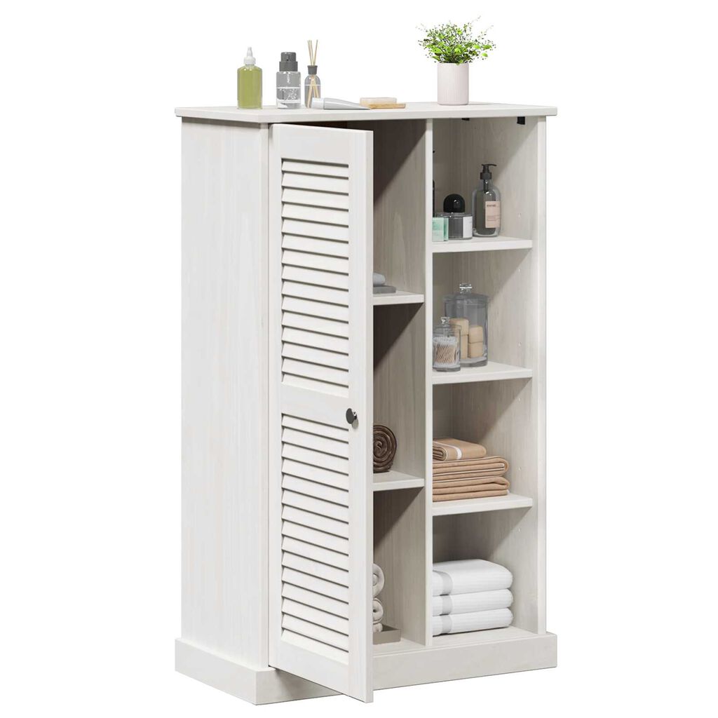 vidaXL Ντουλάπι Μπάνιου Λευκό 68 x 34 x 110 εκ. Μασίφ ξύλο πεύκου