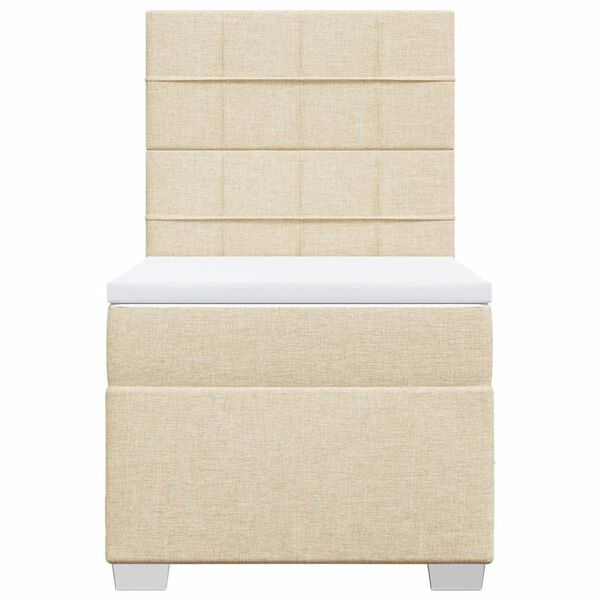 vidaXL Κρεβάτι Boxspring με Στρώμα Κρεμ 90x200 εκ.Υφασμάτινο