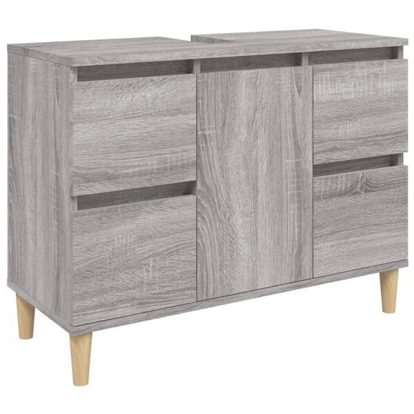 vidaXL Ντουλάπι Νιπτήρα Γκρι Sonoma 80 x 33 x 60εκ. Επεξεργασμένο Ξύλο