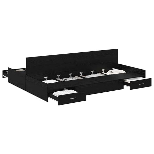 vidaXL Σκελετός κρεβατιού με αποθηκευτικό χώρο Μαύρη δρυς 140 x 200 cm