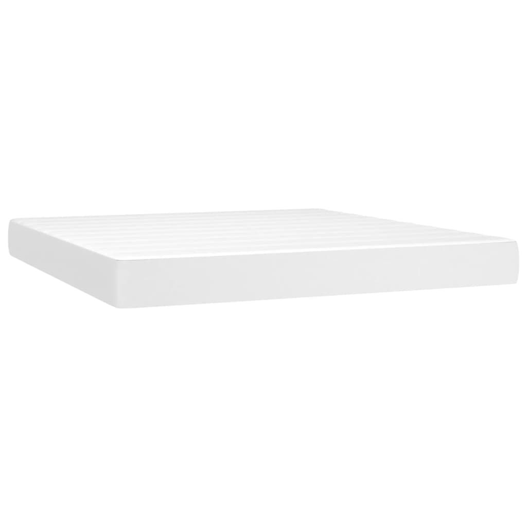 vidaXL Κρεβάτι Boxspring με Στρώμα Λευκό 180x200 εκ. Συνθετικό Δέρμα