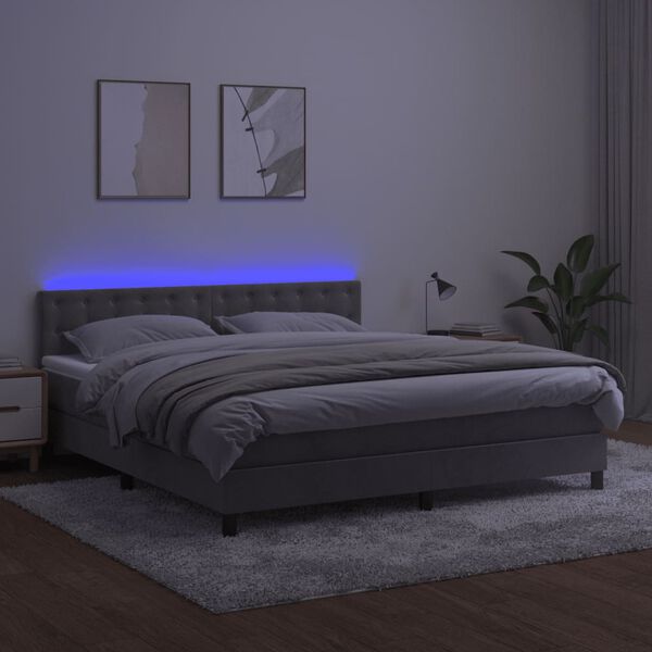 vidaXL &Kappa;&rho;&epsilon;&beta;ά&tau;&iota; Boxspring &mu;&epsilon; &Sigma;&tau;&rho;ώ&mu;&alpha; & LED &Alpha;&nu;.&Gamma;&kappa;&rho;&iota; 180x200 &epsilon;&kappa;. &Beta;&epsilon;&lambda;&omicron;ύ&delta;&iota;&nu;&omicron;