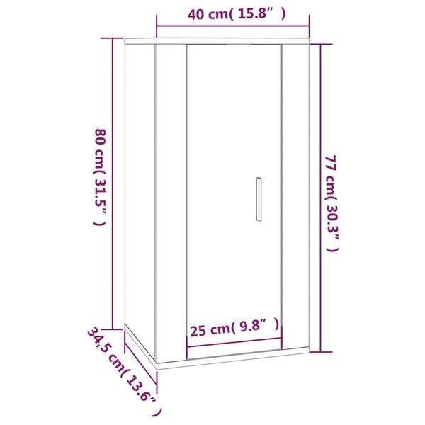 vidaXL Έπιπλο Τηλεόρασης Επιτοίχιο Καφέ Δρυς 40x34,5x80 εκ.
