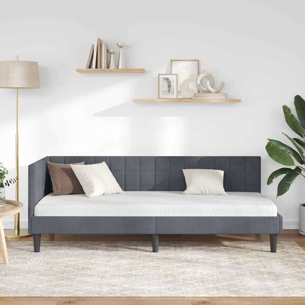 vidaXL Κρεβάτι Γωνίας με κεφαλάρι Σκούρο Γκρι 80 εκ x 200 εκ ύφασμα