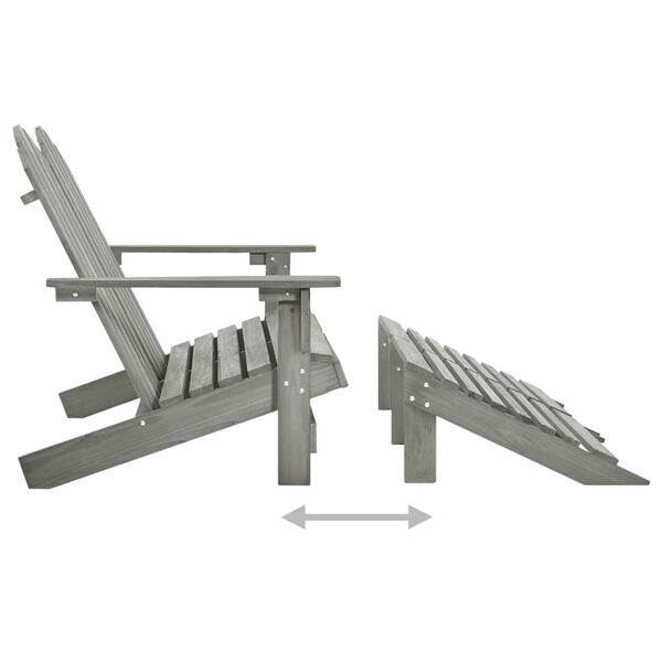 vidaXL Καρέκλα Κήπου Adirondack Διθέσια Γκρι Ξύλο Ελάτης & Υποπόδιο
