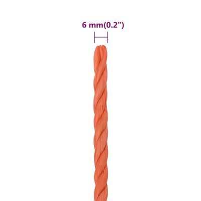 vidaXL Σχοινί Εργασίας Πορτοκαλί 6 χιλ. 25 μ. από Πολυπροπυλένιο