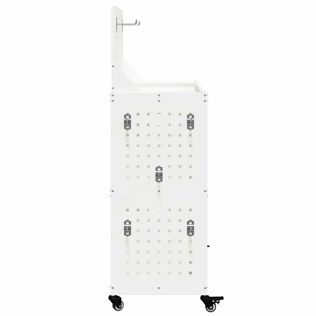 vidaXL Καρότσι εργαλείων με ράφι Λευκό 65 x 35 x 111 εκ Κρύα χάλυβας