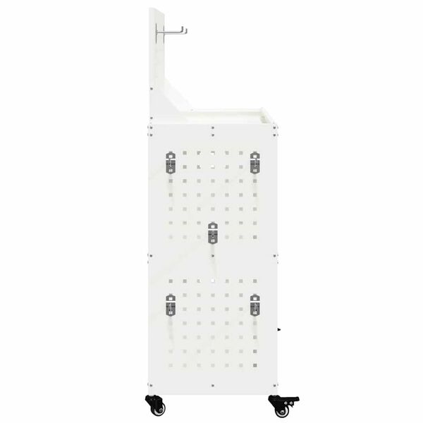 vidaXL Καρότσι εργαλείων με ράφι Λευκό 65 x 35 x 111 εκ Κρύα χάλυβας