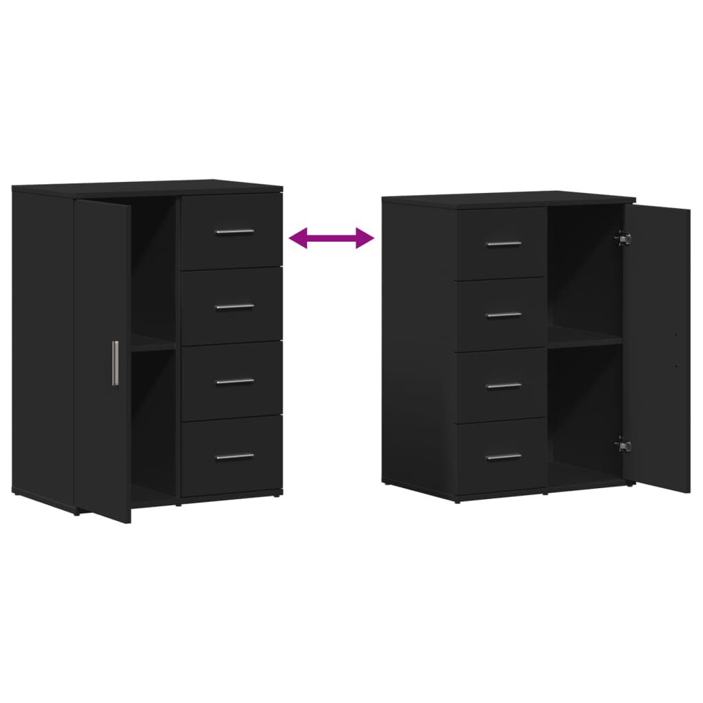 vidaXL Βοηθητικό Ντουλάπι 2τεμ. Μαύρη 59x39x80 εκ. από Επεξεργ. Ξύλο