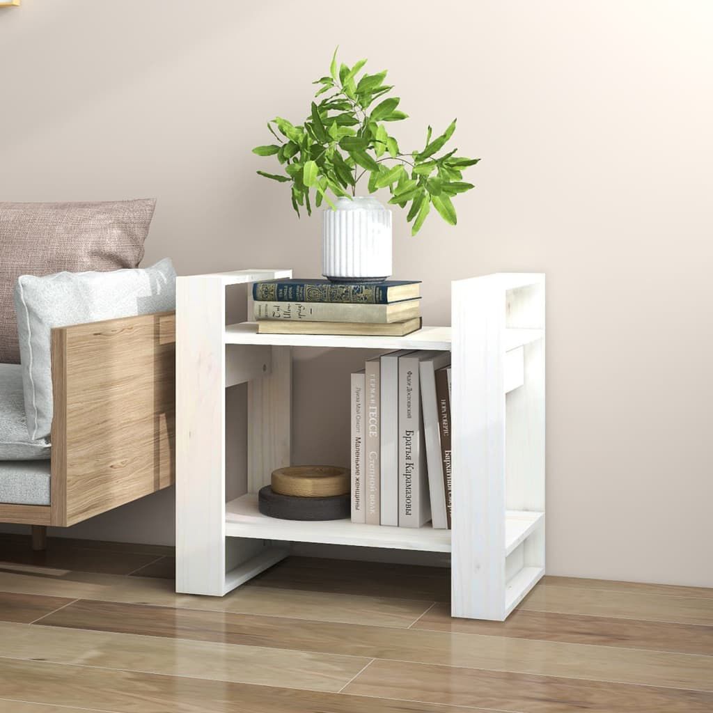 vidaXL Βιβλιοθήκη/Διαχωριστικό Χώρου Λευκό 60x35x57 εκ. Μασίφ Πεύκο