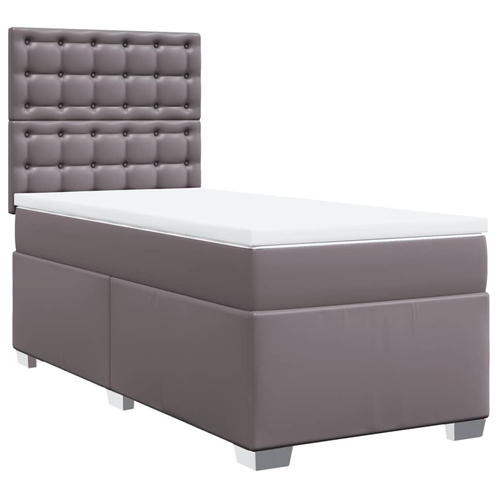 vidaXL Κρεβάτι Boxspring με Στρώμα Γκρι 80 x 200 εκ. Συνθετικό Δέρμα