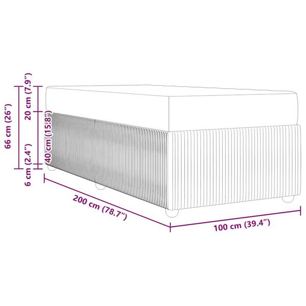 vidaXL Σκελετός Κρεβατιού Άλλο Σκούρο γκρι 100 x 200 cm ύφασμα