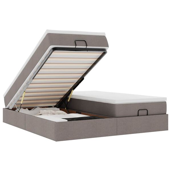 vidaXL Οθωμανικό κρεβάτι με στρώματα Taupe 200x200cm ύφασμα