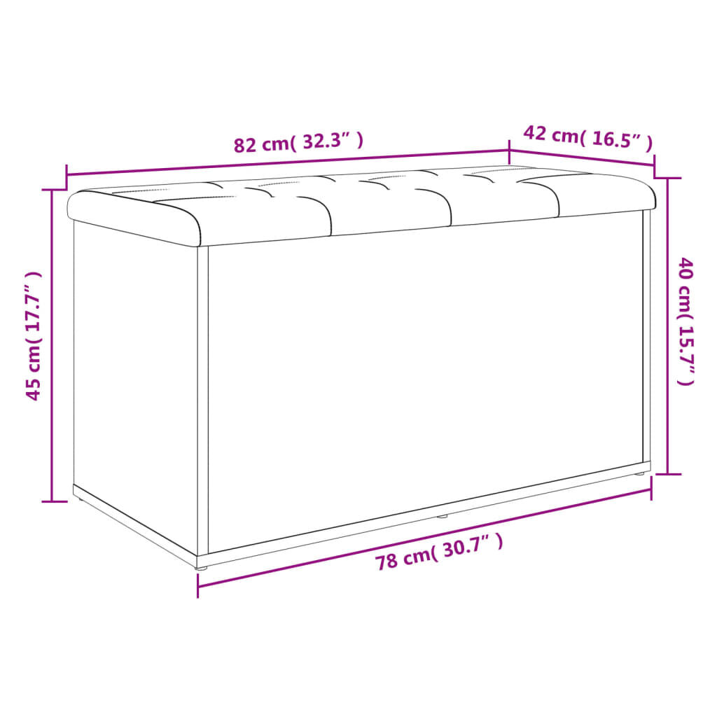 vidaXL Παγκάκι Αποθήκευσης Γκρι Σκυροδεμ. 82x42x45 εκ. Επεξεργ. Ξύλο