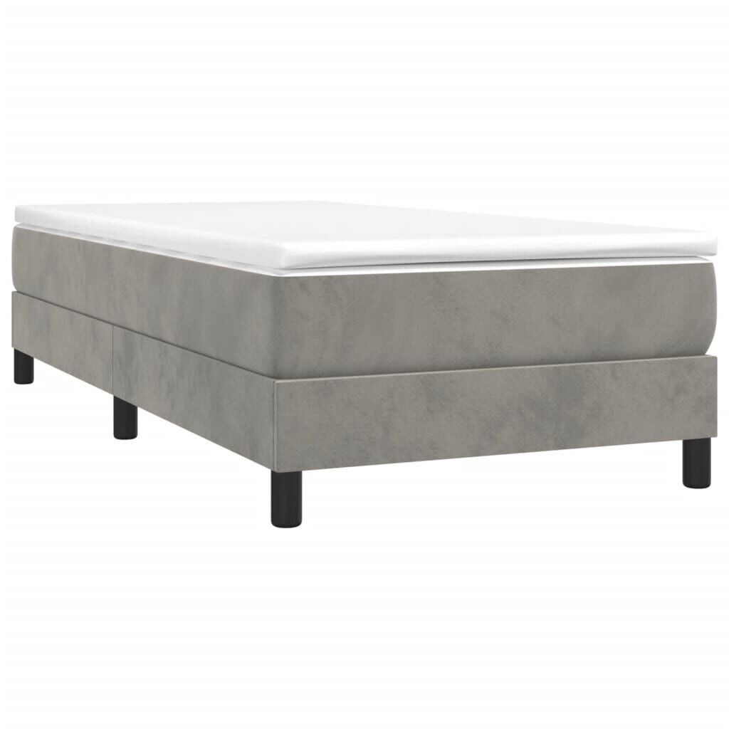 vidaXL Κρεβάτι Boxspring με Στρώμα Ανοιχτό Γκρι 100x200 εκ. Βελούδινο