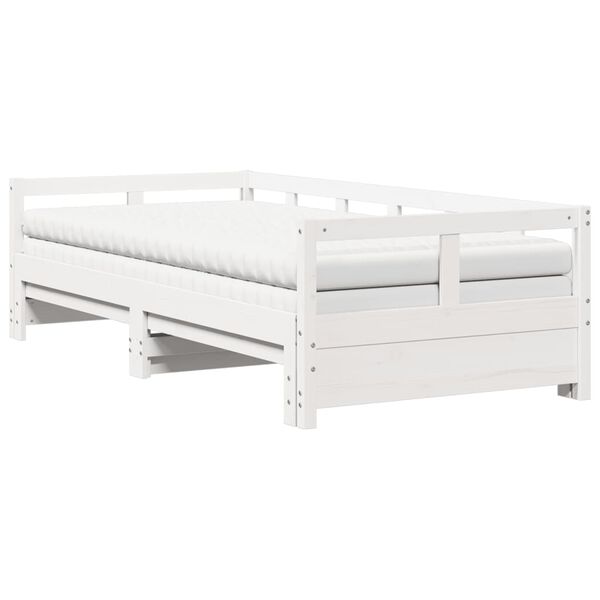 vidaXL Καναπές Κρεβάτι Συρόμενος+Στρώμα 90x200 εκ. Μασίφ Ξύλο Πεύκου