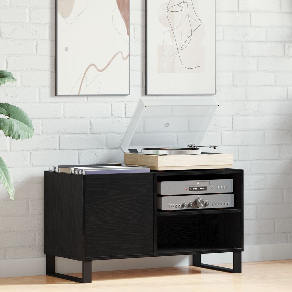 vidaXL Μαύρη Ντουλάπα Δίσκων από Σφένδαμο 84,5x38x48 εκ. Κατεργασμένο Ξύλο