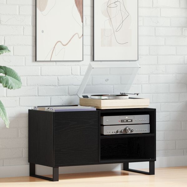 vidaXL Μαύρη Ντουλάπα Δίσκων από Σφένδαμο 84,5x38x48 εκ. Κατεργασμένο Ξύλο