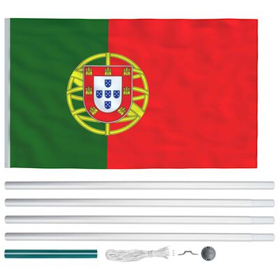 vidaXL Σημαία Πορτογαλίας 6,2 μ. με Ιστό Αλουμινίου