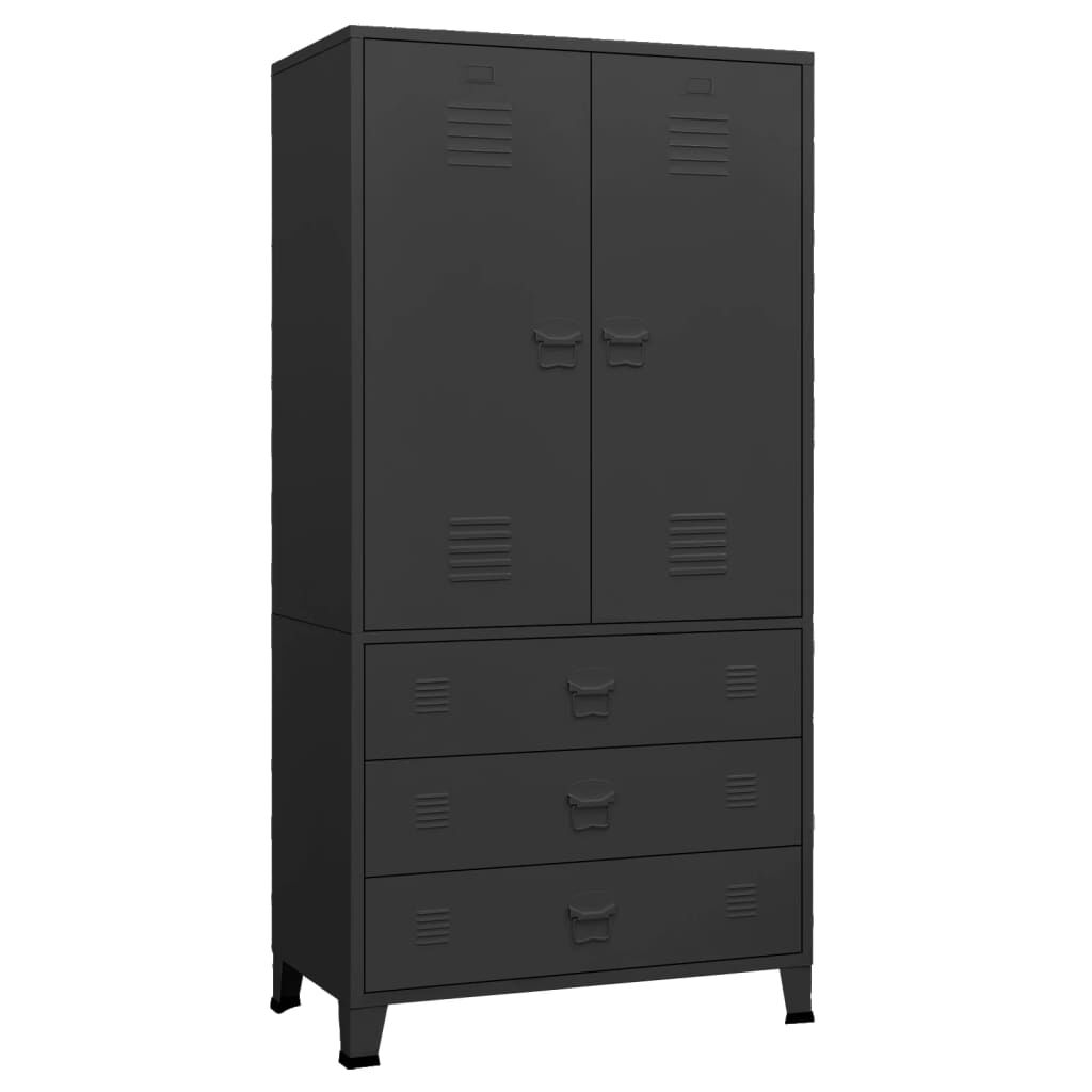 vidaXL Ντουλάπα Βιομηχανική Μαύρη 90 x 50 x 180 εκ. Μεταλλική