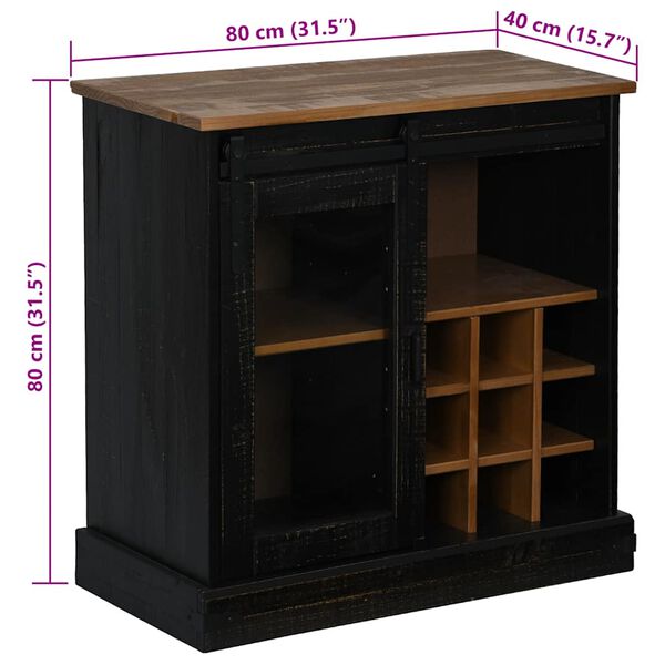 vidaXL Sideboard HALDEN με συρόμενη πόρτα Μαύρο 80x40x80 cm