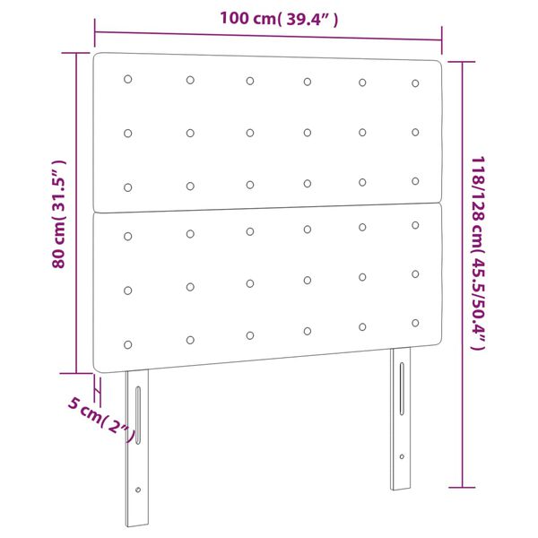 vidaXL Κεφαλάρια Κρεβατιού 2 τεμ. Μαύρο 100x5x78/88 εκ. Υφασμάτινο