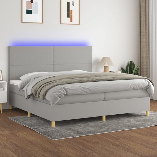 vidaXL &Kappa;&rho;&epsilon;&beta;ά&tau;&iota; Boxspring &mu;&epsilon; &Sigma;&tau;&rho;ώ&mu;&alpha; & LED &Alpha;&nu;.&Gamma;&kappa;&rho;&iota; 200x200&epsilon;&kappa;. &Upsilon;&phi;&alpha;&sigma;&mu;ά&tau;&iota;&nu;&omicron;
