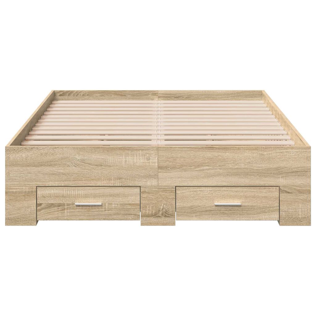 vidaXL Κρεβάτι με συρτάρια σε ανοιχτό δρυ 120x190 εκ. Επεξεργασμένο ξύλο