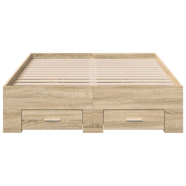 vidaXL Κρεβάτι με συρτάρια σε ανοιχτό δρυ 120x190 εκ. Επεξεργασμένο ξύλο
