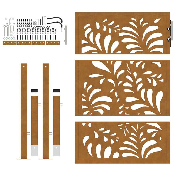 vidaXL Πύλη κήπου 105x130 cm από χάλυβα με κυματοειδές σχέδιο