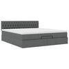 vidaXL Οθωμανικό κρεβάτι με στρώμα & LEDs Σκούρο γκρι 160x200cm ύφασμα