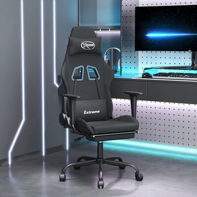 vidaXL Καρέκλα Gaming Μαύρη Ύφασμα με Υποπόδιο