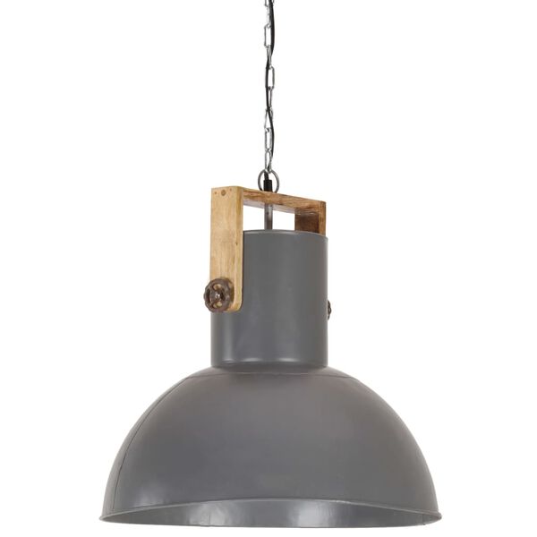 vidaXL Φωτιστικό Industrial Στρογγυλό 25 W Γκρι 52 εκ. Ξύλο Μάνγκο Ε27