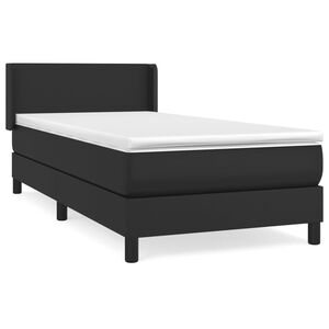 vidaXL Κρεβάτι Boxspring με Στρώμα Μαύρο 80 x 200 εκ. Συνθετικό Δέρμα