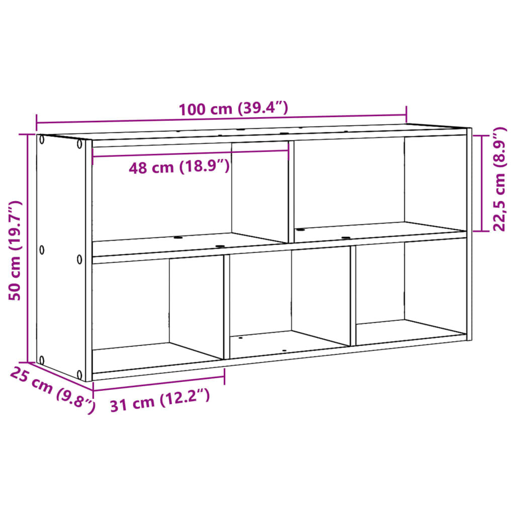 vidaXL Ραφιέρα Τοίχου Γκρι Σκυροδέματος 100x25x50 εκ. από Επεξ. Ξύλο