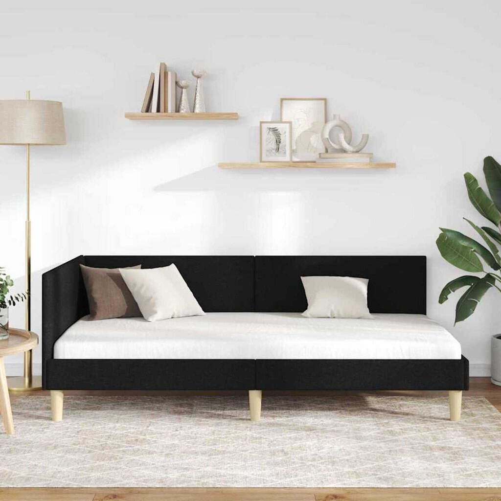vidaXL Κρεβάτι Γωνίας Άλλο Μαύρο 80 x 200 cm Ύφασμα και Έργο ξύλου