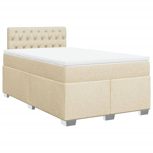 vidaXL Κρεβάτι Boxspring με Στρώμα Κρεμ 120x200 εκ. Υφασμάτινο