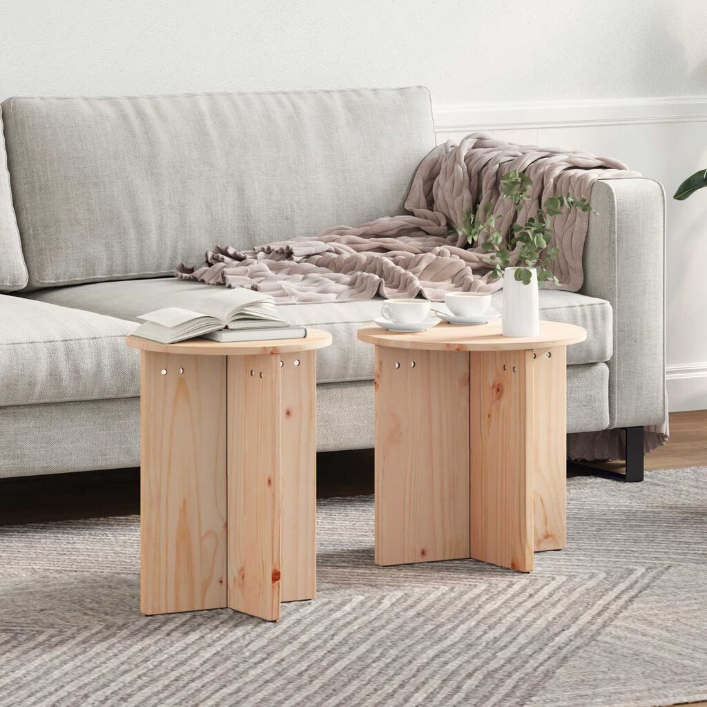 vidaXL Τραπεζάκι σαλονιού 2 pcs Φυσικό 41.5 x 41.5 x 41 εκ.