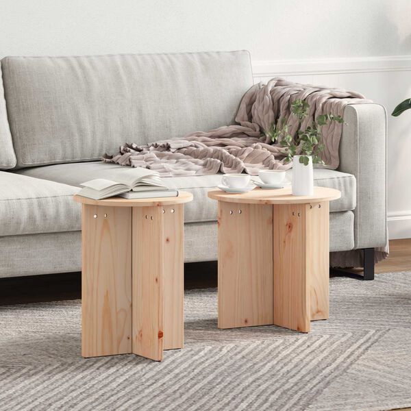 vidaXL Τραπεζάκι σαλονιού 2 pcs Φυσικό 41.5 x 41.5 x 41 εκ.
