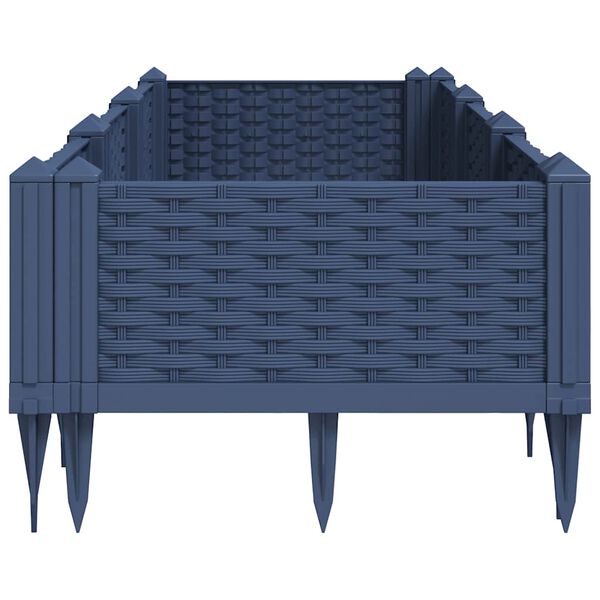 vidaXL Ζαρντινιέρα με Πασσάλους Μπλε Γκρι 125x40x28,5 εκ. Πολυπροπυλένιο